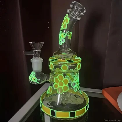Luminous Bee Glass Water Pipe Honeycomb Art