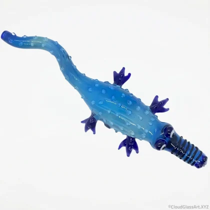 Blue Crocodile Glass Pipe