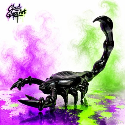 Handcrafted Black Scorpion Glass Pipe ©CloudGlassArt