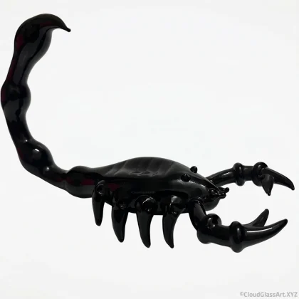 Handcrafted Black Scorpion Glass Pipe by Cloud Glass Art