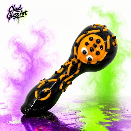 Luminous Orange Octopus Glass Hand Pipe