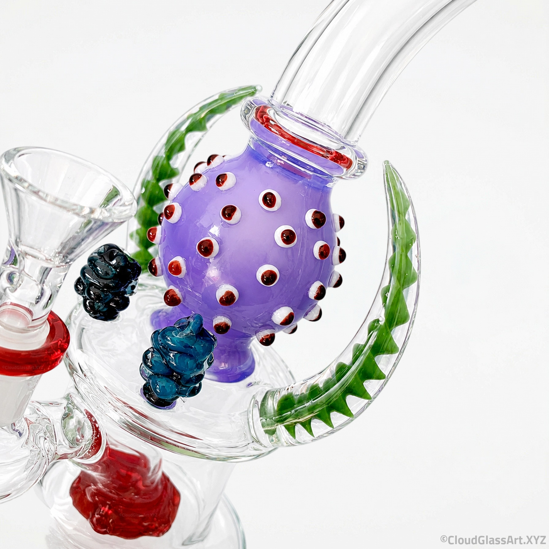 7.8" Purple Ball Thorn Glass Bong - Image 3