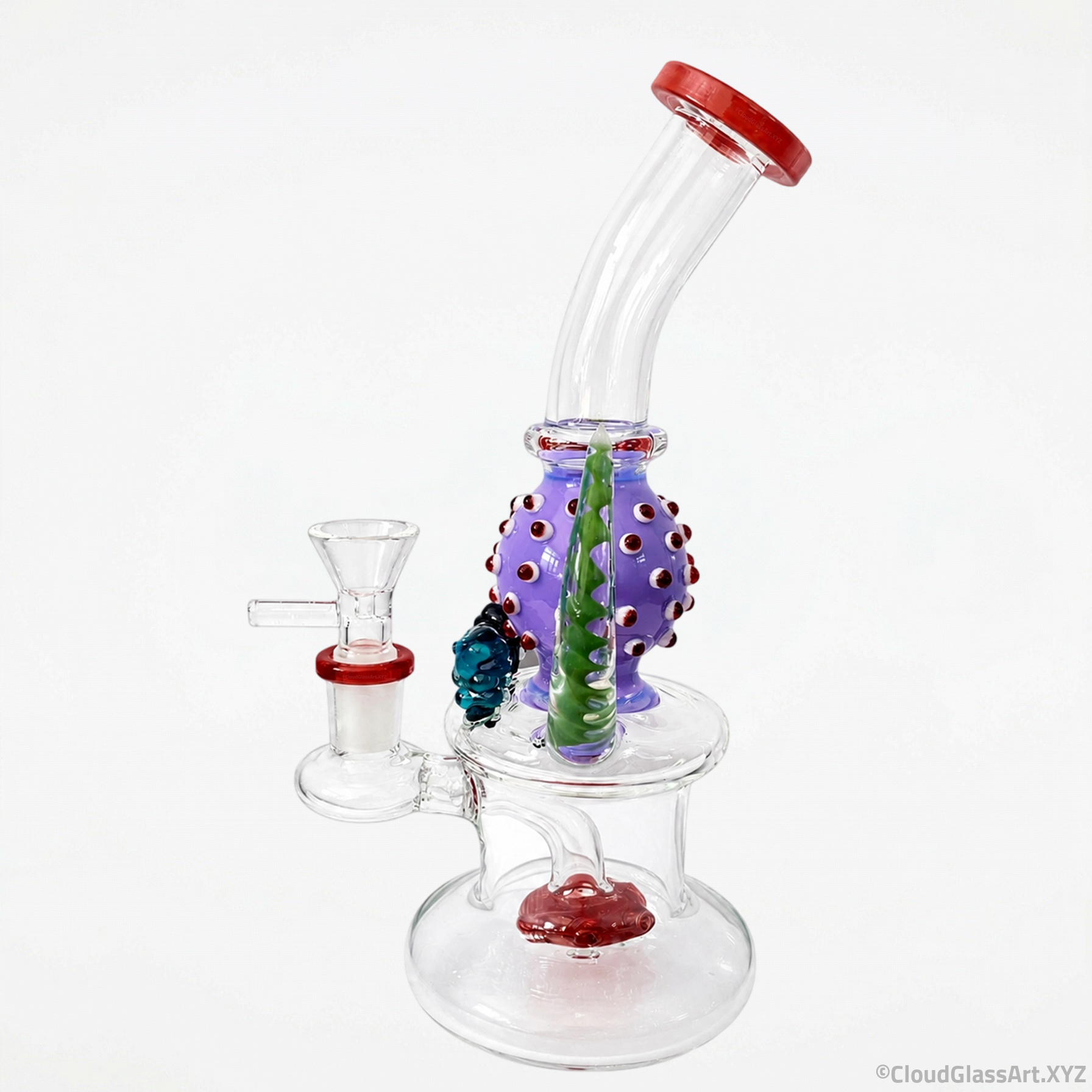 7.8" Purple Ball Thorn Glass Bong - Image 2