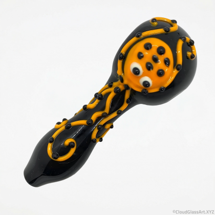 Luminous Orange Octopus Glass Hand Pipe