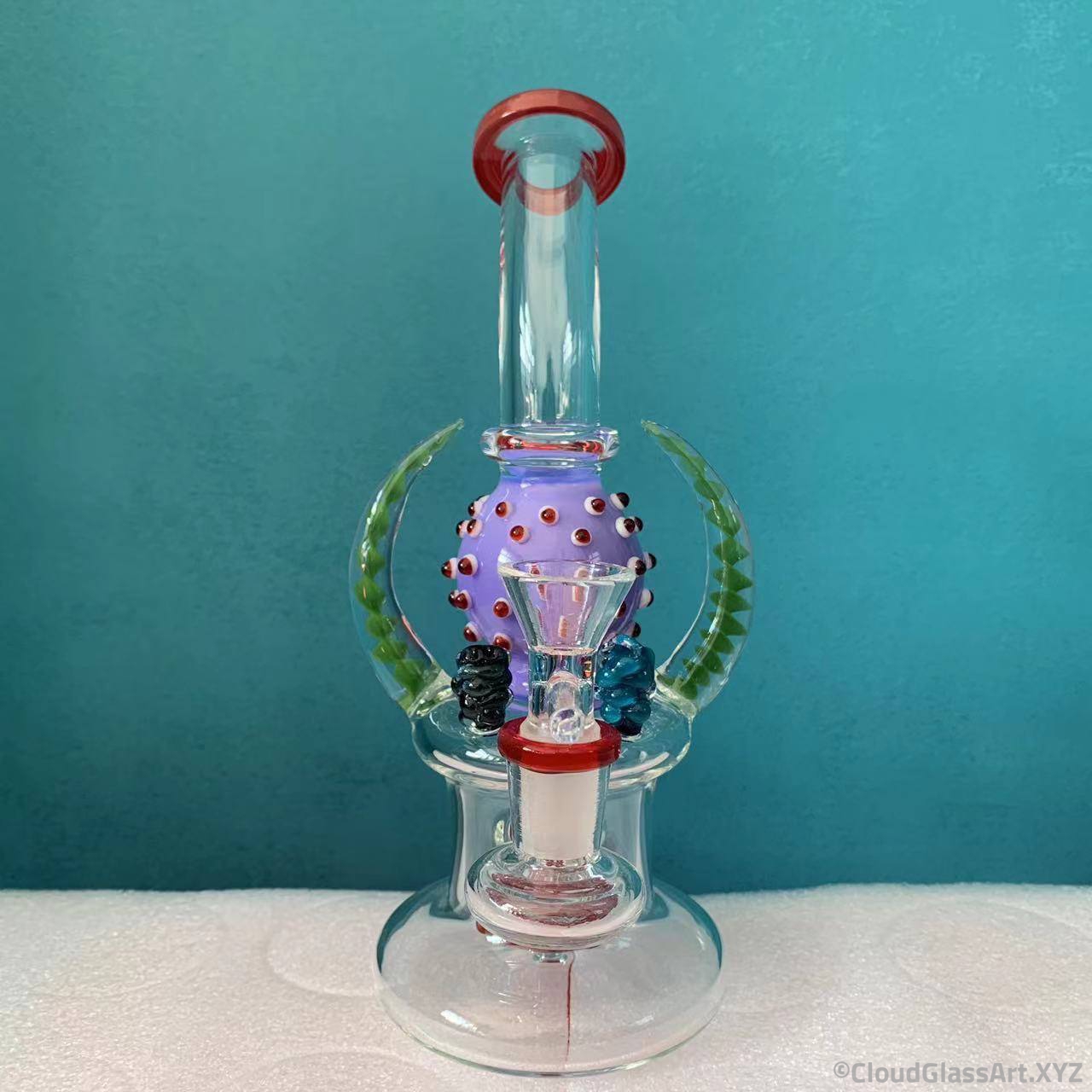 7.8" Purple Ball Thorn Glass Bong - Image 4