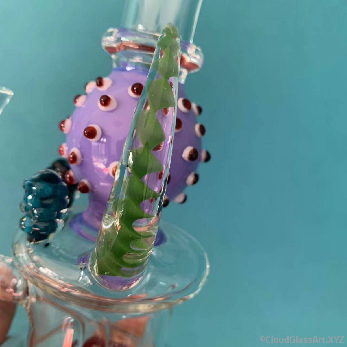 7.8" Purple Ball Thorn Glass Bong - Image 5
