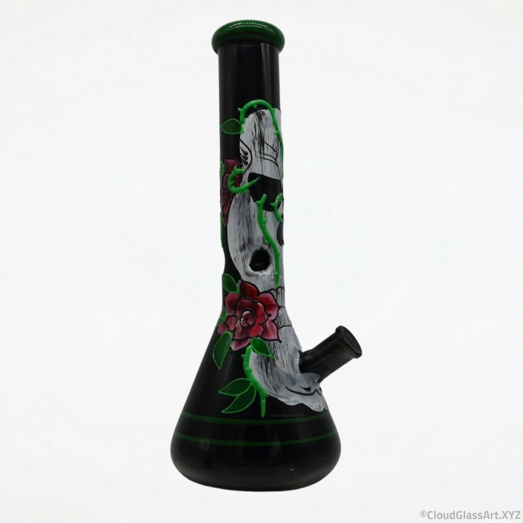 Luminous Skull Glass Bong Water Pipe ©CloudGlassArt