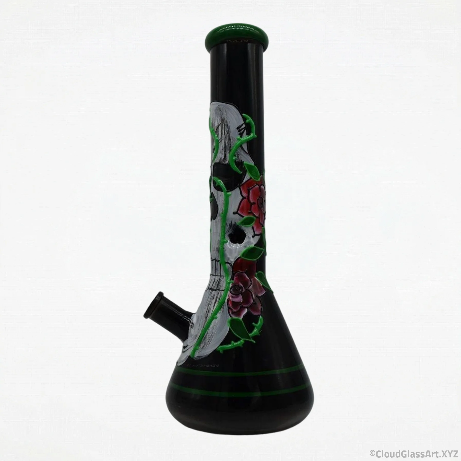 Luminous Skull Glass Bong Water Pipe ©CloudGlassArt