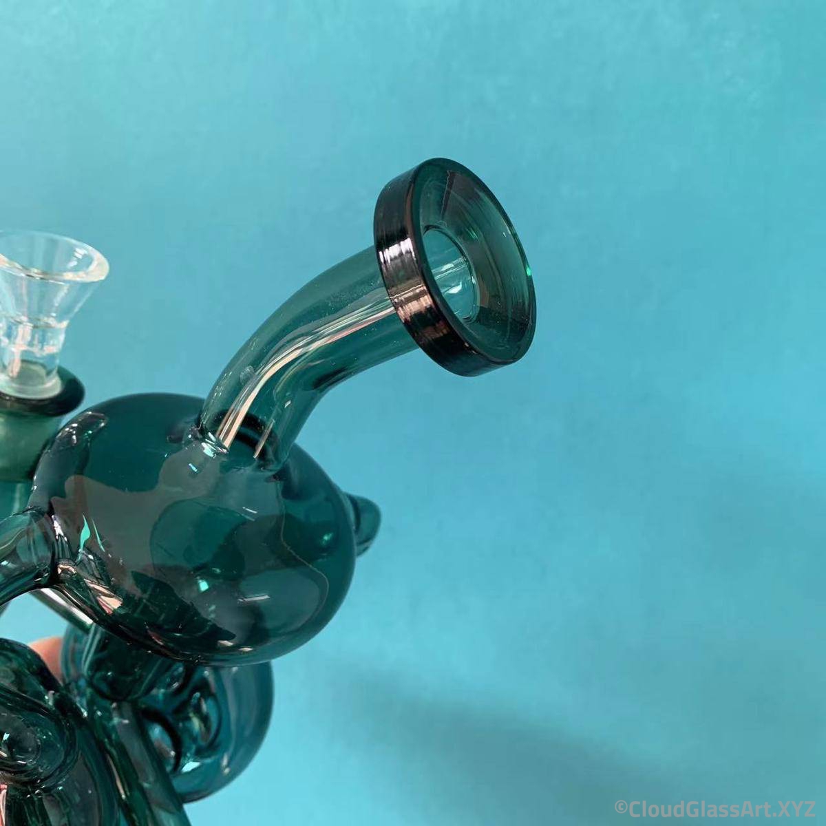 Teal Dual Recycler Glass Bong©CloudGlassArt