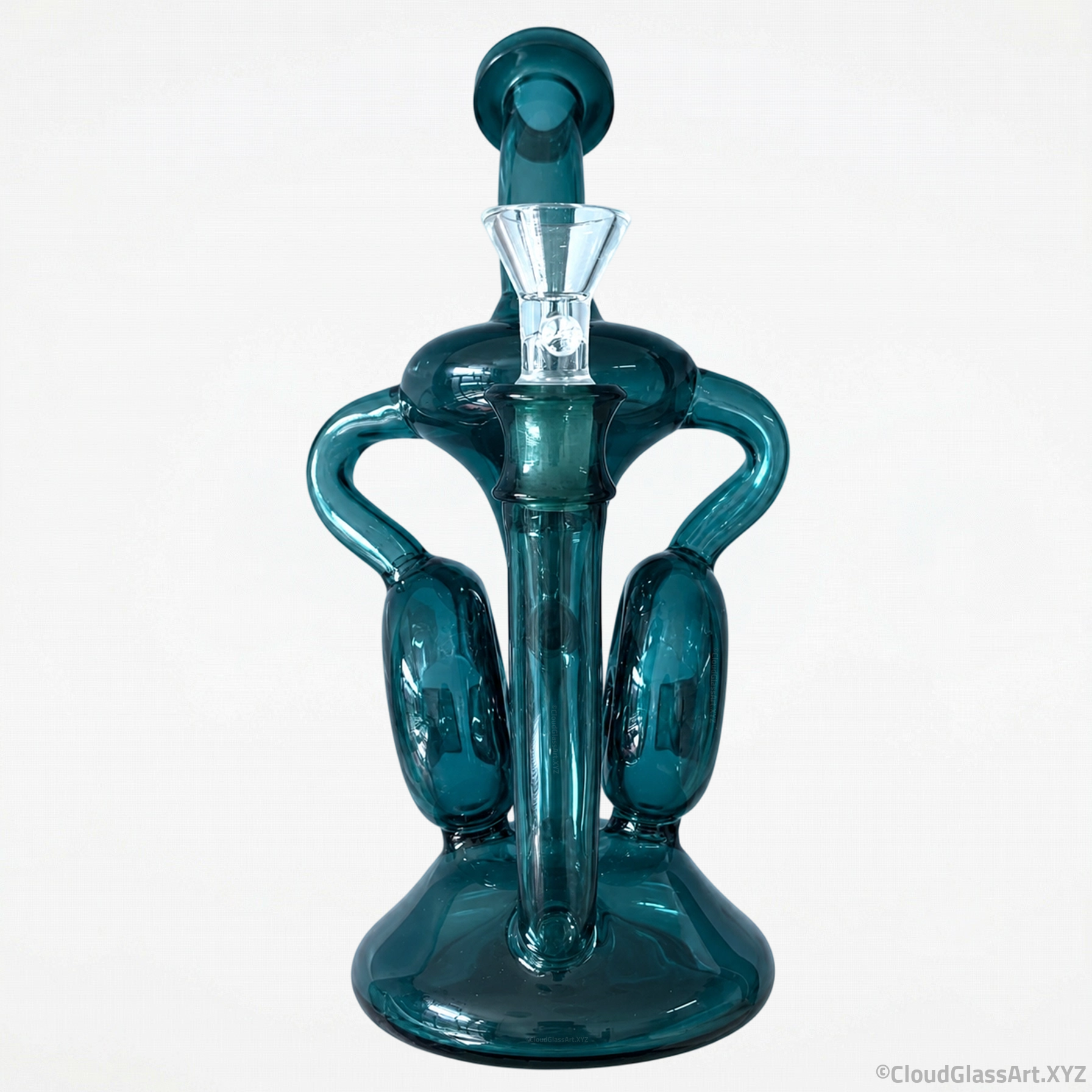 Teal Dual Recycler Glass Bong©CloudGlassArt