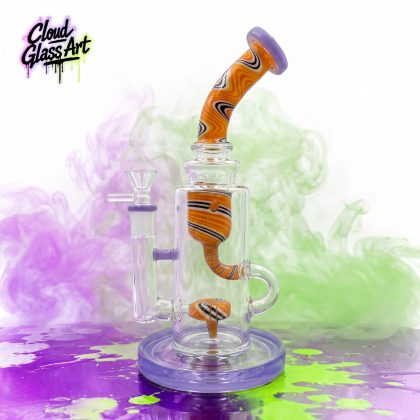 9.8″ Purple & Orange Wig Wag Recycler Glass Dab Rig